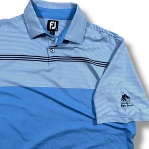 FootJoy Polo Shirt Men's‎ Medium Blue Striped Golf Stretch Lightweight
